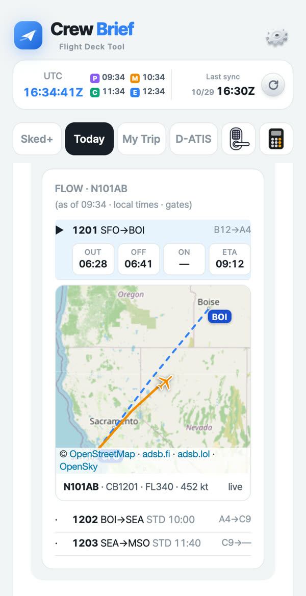 Flow with live map